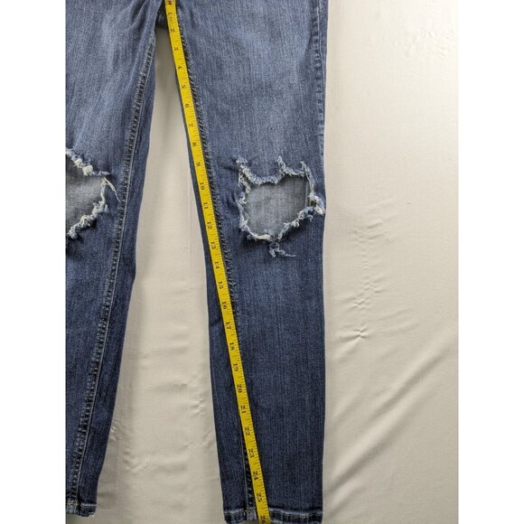 Free People Jeans Women's 28 Ripped Knee Skinny Stretch Denim Distressed Dark - Picture 4 of 5